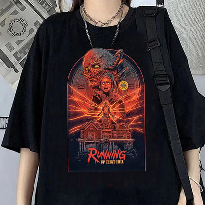 Hawkins Demogorgon T-shirt Anime Black T Shirt Cartoon Short Sleeve Harajuku Tshirt Women Men