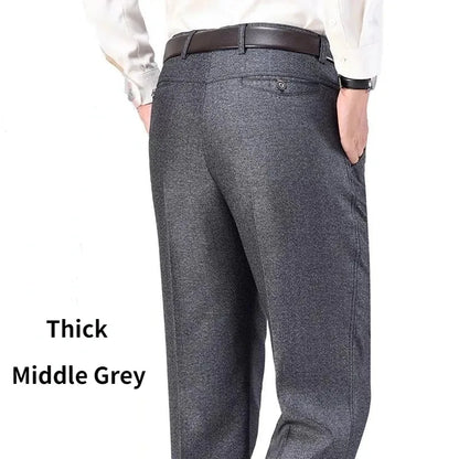 Mens Autumn Thick Summer Thin Business Pants Loose Male Pant High Waist Straight Trousers Casual Fashion Pant Plus Size 28-40