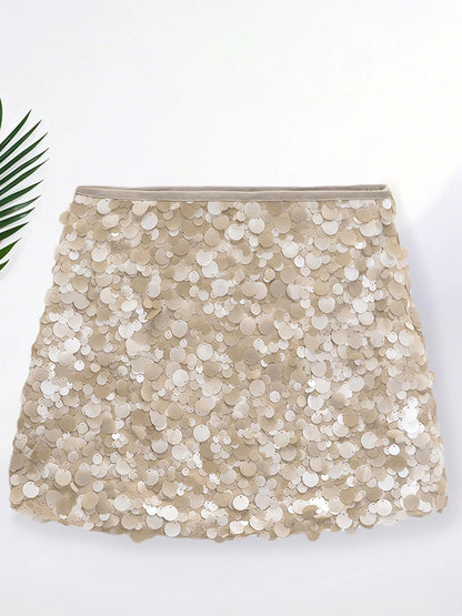 2025 New Collection Women Y2K Mini Skirt Bling Soild Sequin Skirt Slim Fit Summer Bodycon Skirt Clubwear for Bar Party