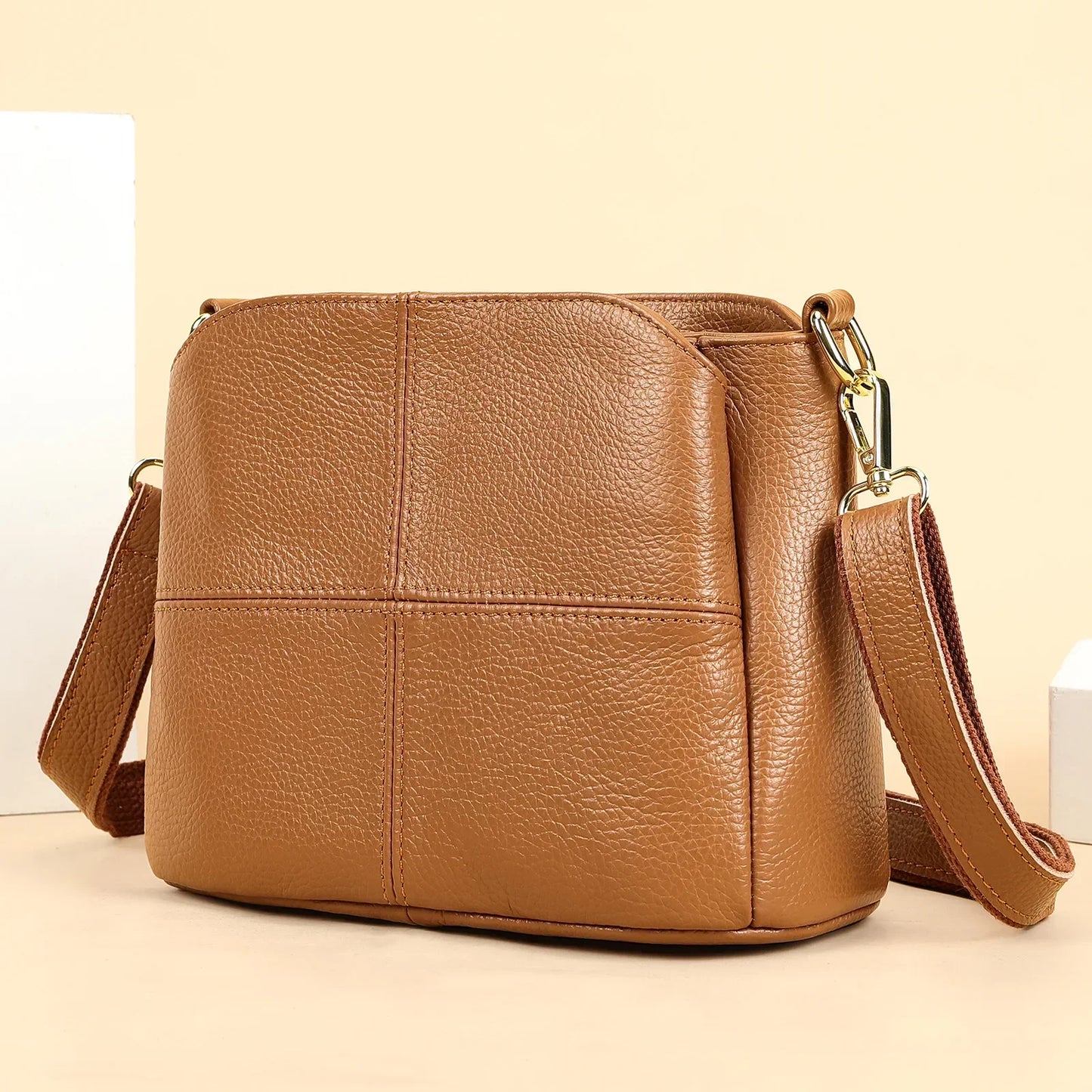 Genuine Leather Women Underarm Bag Versatile Shoulder Handbag Luxury Cowhide Female Crossbody Bag