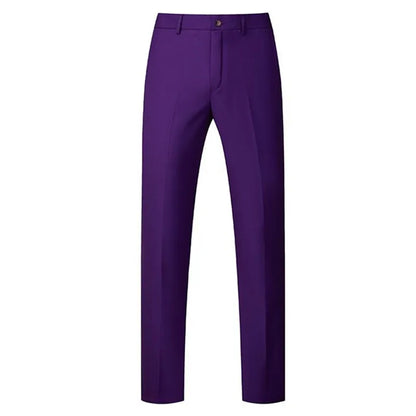 New Men Solid Colour Formal Suit Pants Black / Red / Royal Blue Homme Wedding Office Social Slim Fit Trousers