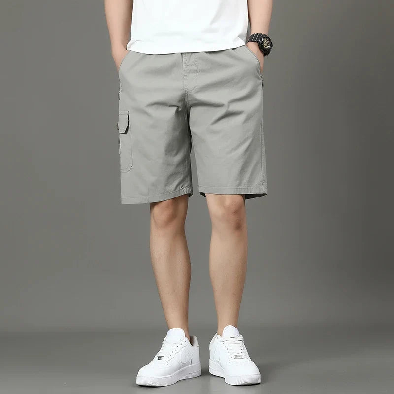 Summer new men's work shorts pocket zip trend versatile casual trousers five work trousers