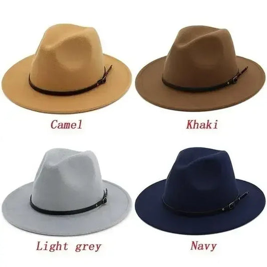 Solid Color Vintage Wide Brim Hat Church Party Ladies Felt Jazz Cap Fashion Travel Hats Women Creative Accessories Gifts