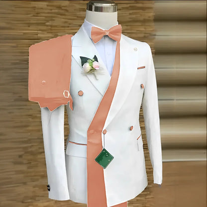 Bespoke Custom White Black Wedding Suit For Men New Design Slim Fit Groom Best Man Wedding Tuxedo Formal Prom Wear 2 Pieces Set