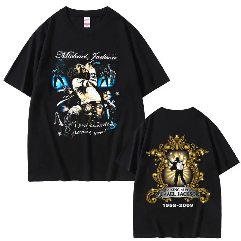 Classic Retro Michael Jackson King of Pop T-shirt Men Women Vintage Gothic Rock T-shirts Men's Hip Hop Punk Oversized T Shirts