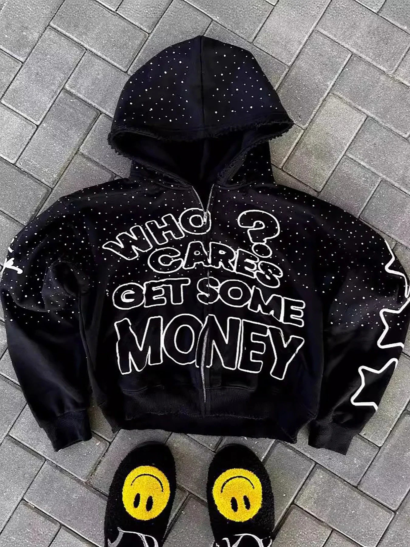 Y2K Trendy American Letter Pattern Loose Casual Hooded Zipper Retro Hoodie Fashionable Jacket