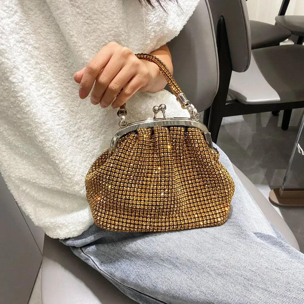 Fashion Rhinestones Evening Bag Portable Clutch Bag Casual Mini Purse Crystal Handbags Party for Women