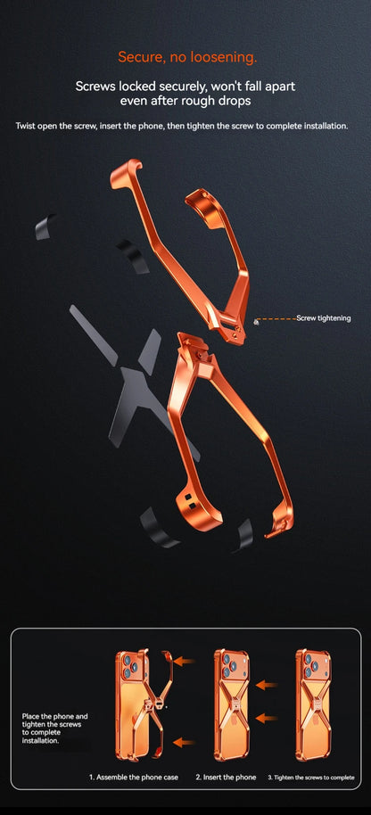 New X-Shaped Metal No Border Four Corner Anti Fall Irregular Phone Case,For iPhone 17 Promax 17 Pro Bumper Back Cover