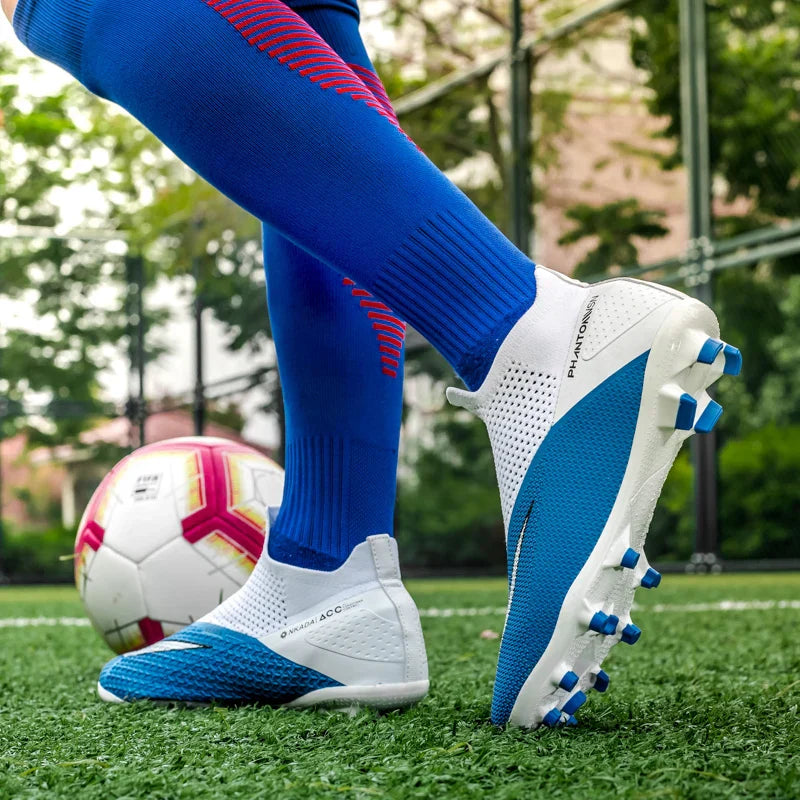 Big Size 49 48 Pro Soccer Boots Long Short Spikes Ankle Boots Children PU Leather Soccer Training Sneakers Outdoor Football