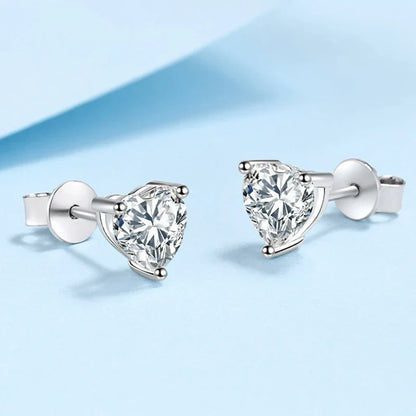 1CT 2CT Heart Cut Moissanite Studs Earrings for Women Lab Diamond 925 Sterling Silver Women's Earrings Wedding Jewelry