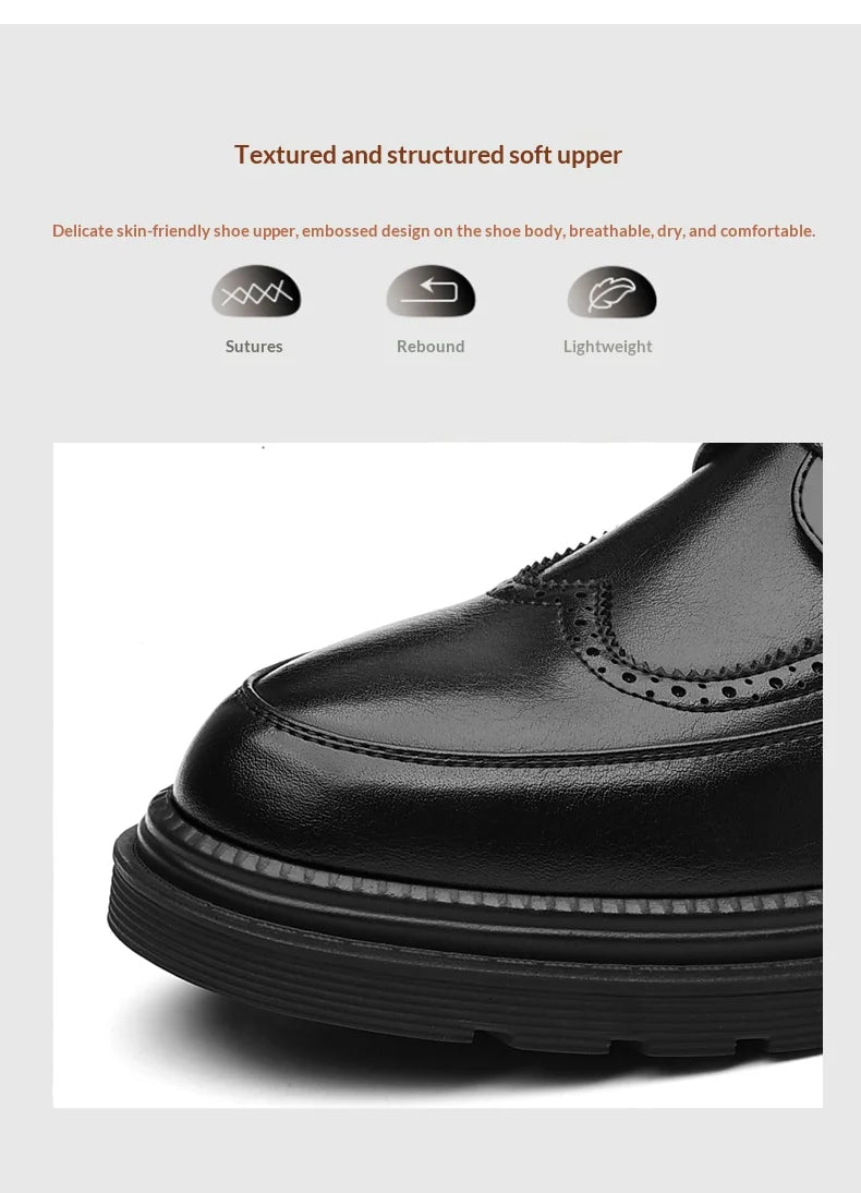 Big Size Men Height Increaseing Dress Brogue Shoes Gentleman Suit Elevator Shoes Oxford Invisible Heel 4/7/9CM Wedding Man Shoes