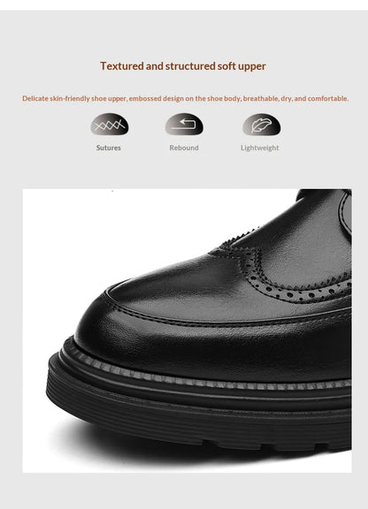 Big Size Men Height Increaseing Dress Brogue Shoes Gentleman Suit Elevator Shoes Oxford Invisible Heel 4/7/9CM Wedding Man Shoes