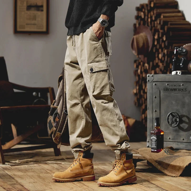 Joggers Cargo Pants Mens Casual Hip Hop Multi-Pocket Male Trousers Sweatpants Streetwear Techwear Tactical Khaki Pants BLW9106