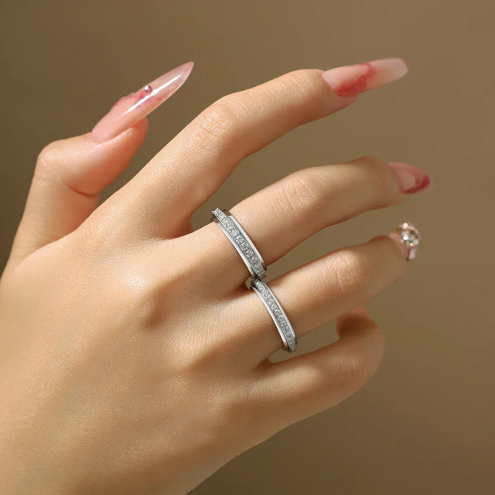 Hot Moissanite Rotating Rings for Women Men 925 Sterling Silver Fidget Anxiety Ring Versatile Daily Wear Simple Jewelry