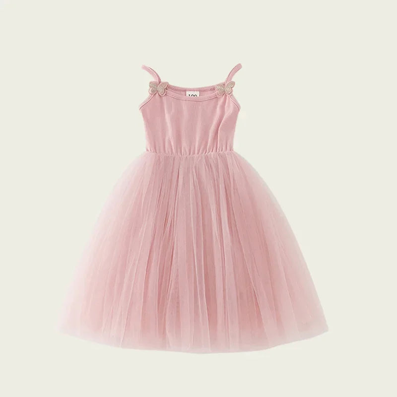 2026 Summer Baby Girls Kids Cute Tutu Sling Dress Sleeveless Tulle Birthday Party Vestido Ballet Princess Dress Children Clothes