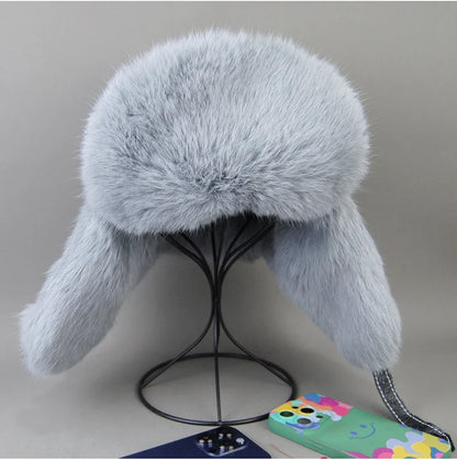 2026 Fashion Men's 100% Natural Rabbit Fur Bomber Hats Winter Russian Man Warm Real Sheepskin Leather Hat Male Real Fur Caps