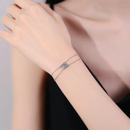1CT 6.5mm D Color Moissanite Bracelets for Women Classic Four Claw Chain 100% S925 Sterling Silver Sparkling Jewelry