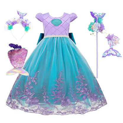 Photography Costume Girls Princess Birthday Party Little Mermaid Ball Gown Girl Ariel Puffy Dress Prom Festival Apparel Vestidos