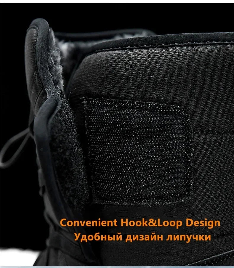 New Warm Men Plush Snow Boots High Top Winter Men's Boots Waterproof Winter Motorcycle Boots Outdoor Anti-Slip Men Hiking Boots
