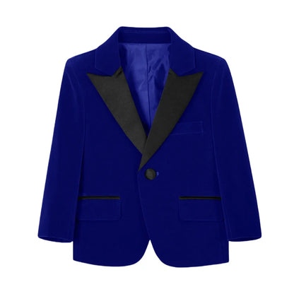 50+ Colors Velvet Suit Blazer for Kids 3-18 Years Children Formal Flannel Suit jacketm Classic Peak Lapel Suit School Uniform