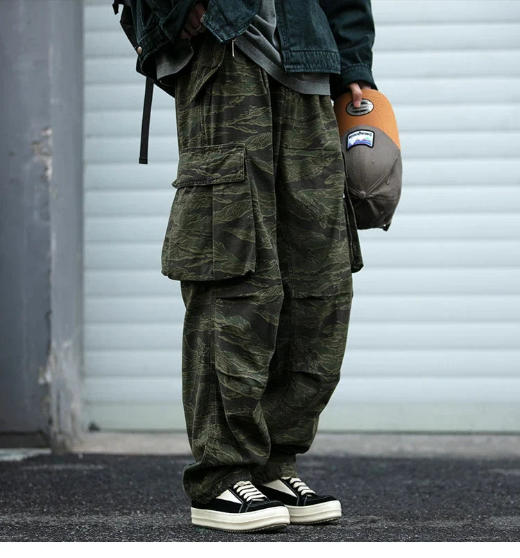 High Quality American Retro Ast Craft Camouflage Cargo Pants For Men Clothing Outdoors Tactical Pants Casual Baggy Trousers Male