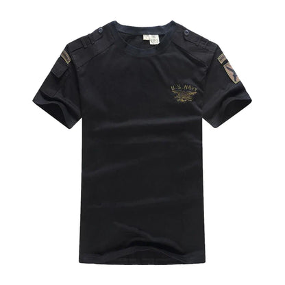 Summer Style Men's T-Shirts Military Style Short Sleeve Tees Streetwear Embroidery Pure Cotton Casual T Shirt Men Cloting
