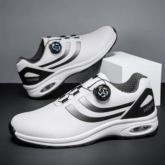 New Men's Fashion Casual sports shoes, Comfortable Hovershoe sole, Outdoor Leisure Walking cycling, Golf shoes, black and White