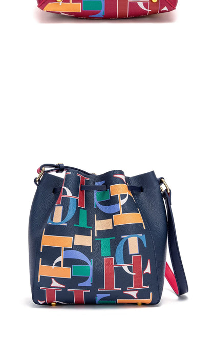 Seasonal New Arrival Fashionable Classic Women's Bucket Bag Color-Blocked Letter Print Design Women's New Shoulder Bag