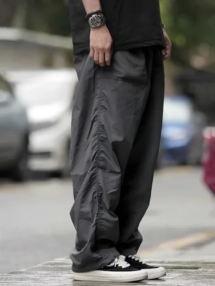 Outdoor Waterproof Parachute Pants Men Casual Baggy Wide leg Motorcycle Pants Streetwear Sport Jogger Sweatpants Trousers