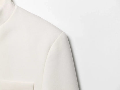 2025 autumn winter new professional women's simple fashion white short commuting zhongshan collar suit jacket