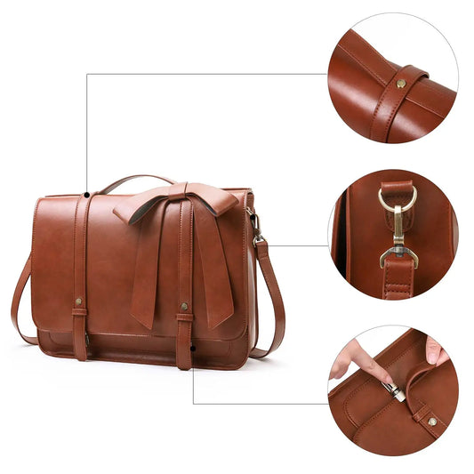 Bags for Women Courier bags PU Leather 14'' Laptop Bag Satchel female Shoulder Bag for College Travel square bag