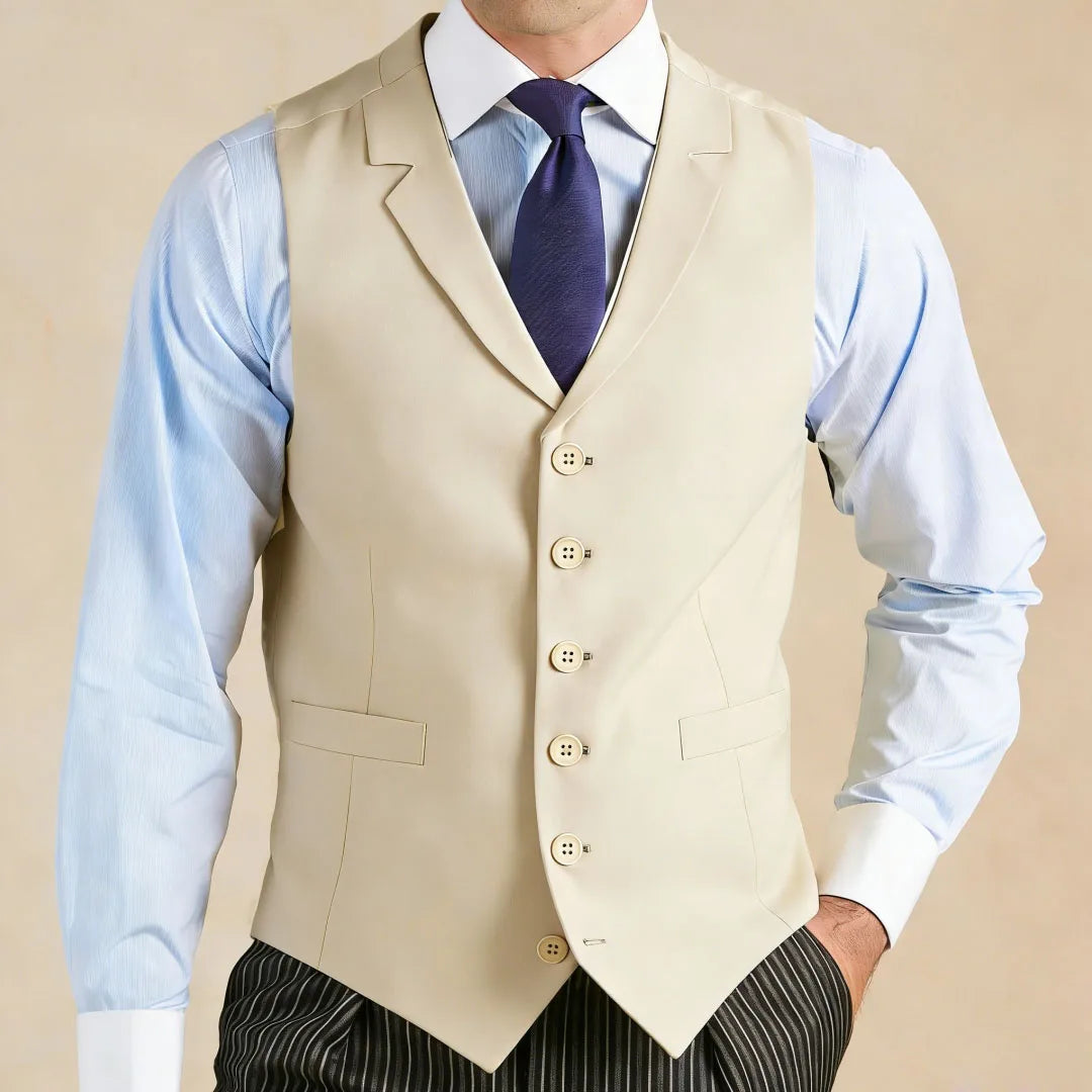 Men Vest Light Gray With Lapel Single Breasted Waistcoat For Wedding Banquet Business Work Office Casual Daily Men Suit Vest