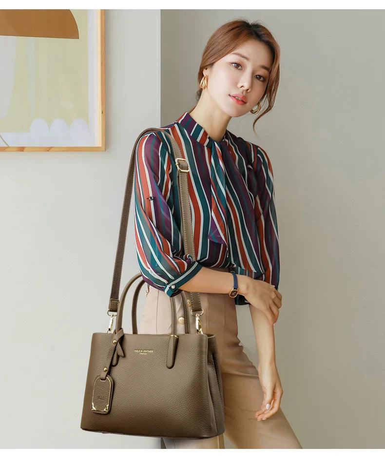 Solid Color pu leather Zipper Sweet Ladies Tote Bags on Sale 2025 High Quality Large Capacity Concise Shoulder Bags for Women