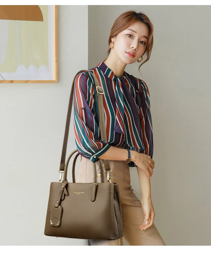 Solid Color pu leather Zipper Sweet Ladies Tote Bags on Sale 2025 High Quality Large Capacity Concise Shoulder Bags for Women