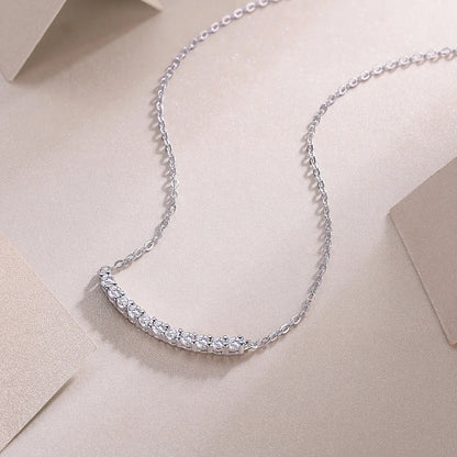 2.6mm Full Moissanite Necklace S925 Sterling Silver Plated 18k White Gold Smile Necklaces for Women Birthday Gift