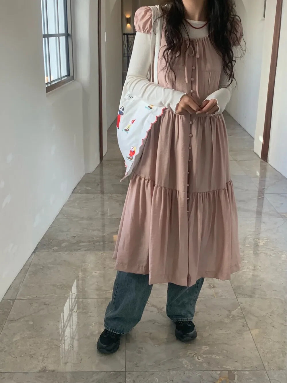 Spring 2025 Chic A-Line Dr Korean Sle Long Svel Women's Faionable Gown Ele Personali Commute Suitable Dr