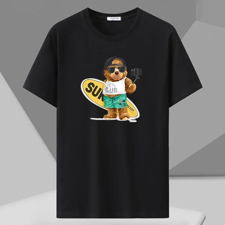 Men T-shirt Printed Tee Plus Size 110-180kg 5XL 6XL 7XL Black T Shirts Round Neck Short Sleeve Oversized Tops Big Size Clothing