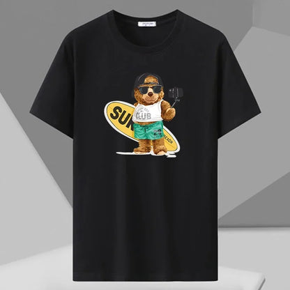 Men T-shirt Printed Tee Plus Size 110-180kg 5XL 6XL 7XL Black T Shirts Round Neck Short Sleeve Oversized Tops Big Size Clothing