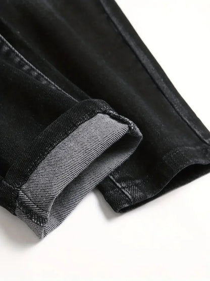 Men's Stretchy Denim Jeans For Men Simple Slim Casual Straight Fashion Classic Pants Cargo Denim Jeans Solid Streetwear Trousers