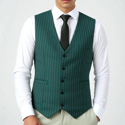 V Neck Polyester  Stripe  Men's Waistcoat Single Breasted Men's Vest For Wedding Formal Groomsmen