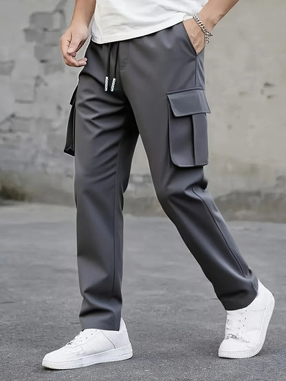 2026 Amazon Summer New Men's Work Pants European and American Independent Station Drawstring Multi Pocket Casual Pants