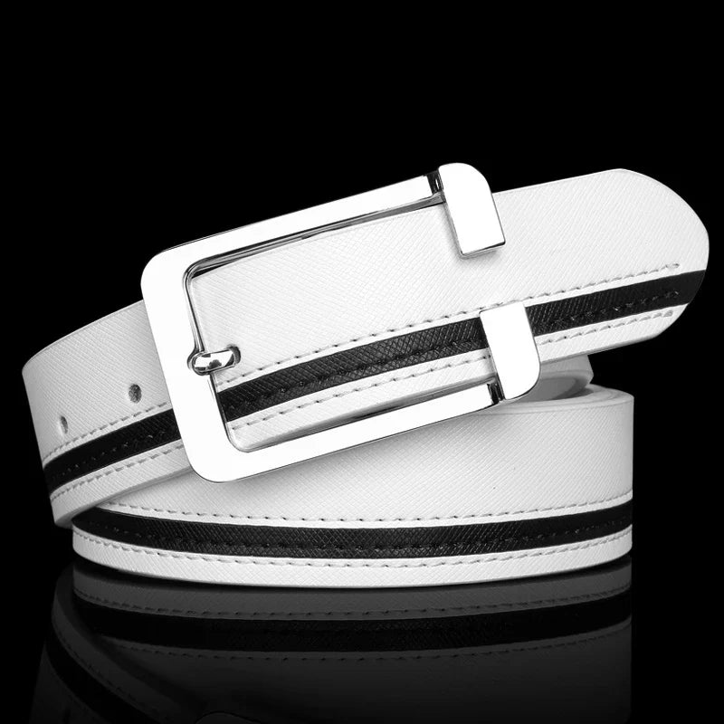Luxury Brand Belts for Men &Women Unisex Fashion Shiny White Design pin Buckle High Quality Waist Leather Belts ceinture homme