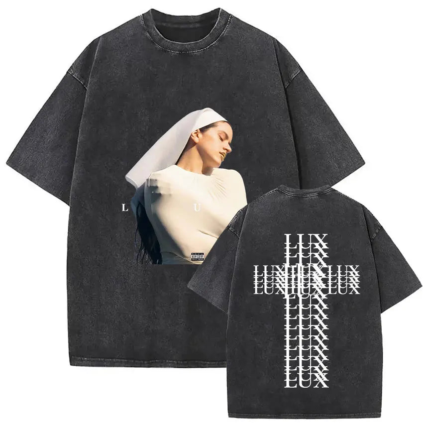 Rosalia Lux Tour Album 2025 Vintage Washed T Shirts Men Women Casual Oversized Cotton T-shirt Fashion Pop Print Clothing Tshirt