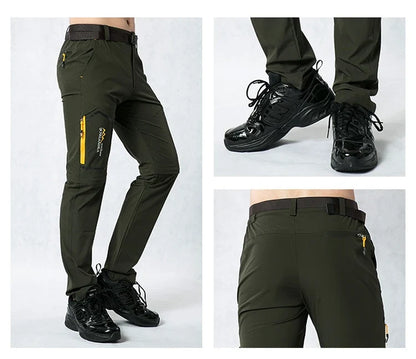 Men's Camping Hiking Pants Trekking Stretch Summer Quick Dry UV-Proof Outdoor Travel Trousers Detachable into Shorts