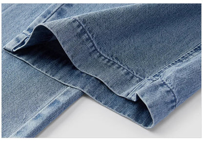 Women Jeans Soft Cool Belted Loose Wide Leg Denim Pants 2026 Summer Casual Daily