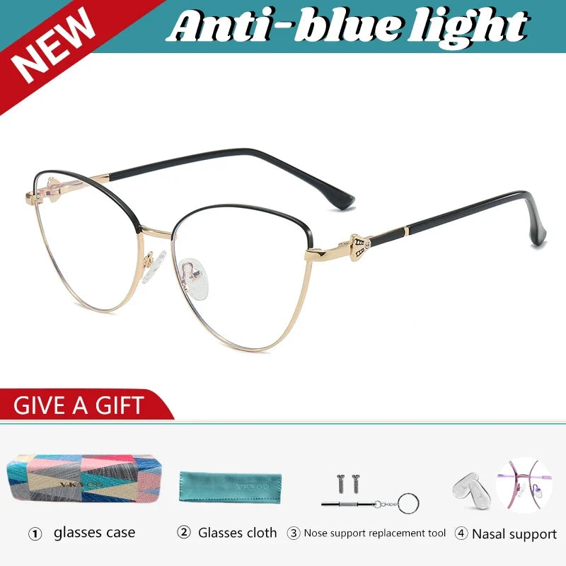 New Fashion Simple Cat's Eye Personalized Frame Design Women's Anti-Blue Light Reading Glasses Customizable Prescription