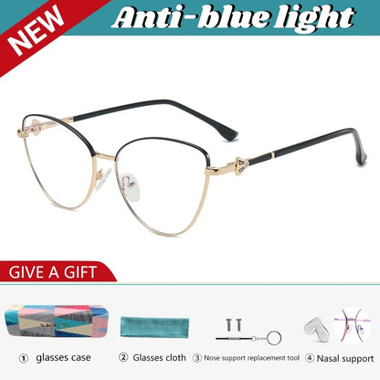 New Fashion Simple Cat's Eye Personalized Frame Design Women's Anti-Blue Light Reading Glasses Customizable Prescription