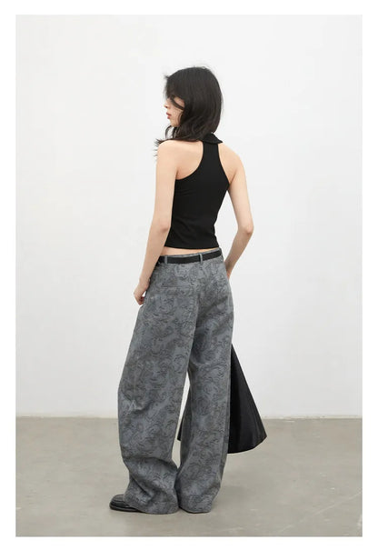New Women Jeans Loose Casual High Waist Wide Leg Denim Pants Paisley Female Trousers Spring Autumn 2026