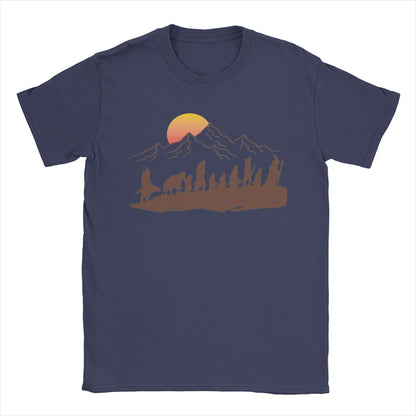 The Fellowship L-Lords Of The R-Rings T Shirts Men Pure Cotton Funny T-Shirts Round Neck  Tee Shirt Short Sleeve Clothes Summer