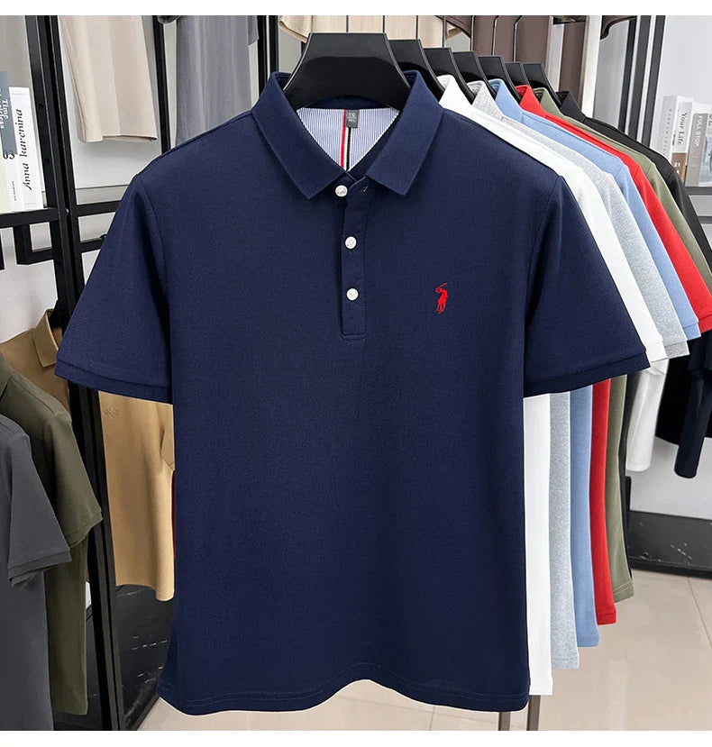 High end designer brand short sleeve polo shirt men's summer breathable trend golf pony embroidery business casual Paul T-shirt